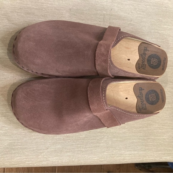 TROENTORP Sz 36 Rembrandt Wooden  Sole Suede Clogs In Dusty Rose - Picture 3 of 9